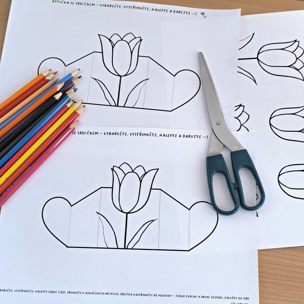 Kytička papírová skládačka tulipán přání MDŽ jarní aktivity-6